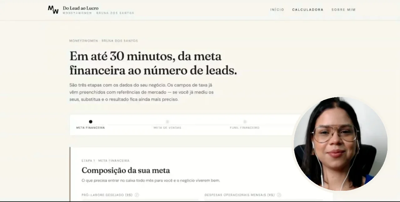 Aula explicativa: o sistema na tela e a Bruna explicando